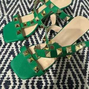 Green Studded Sandals